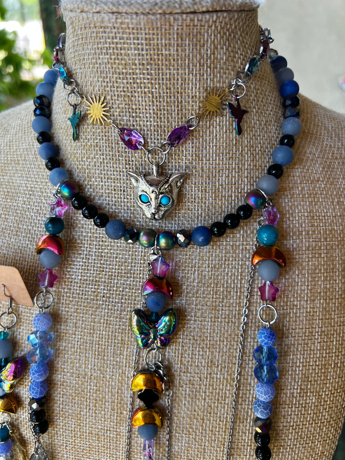 Ancient Spirits - Cosmic Drip Chain + Glass Crystal Choker + XL Earrings