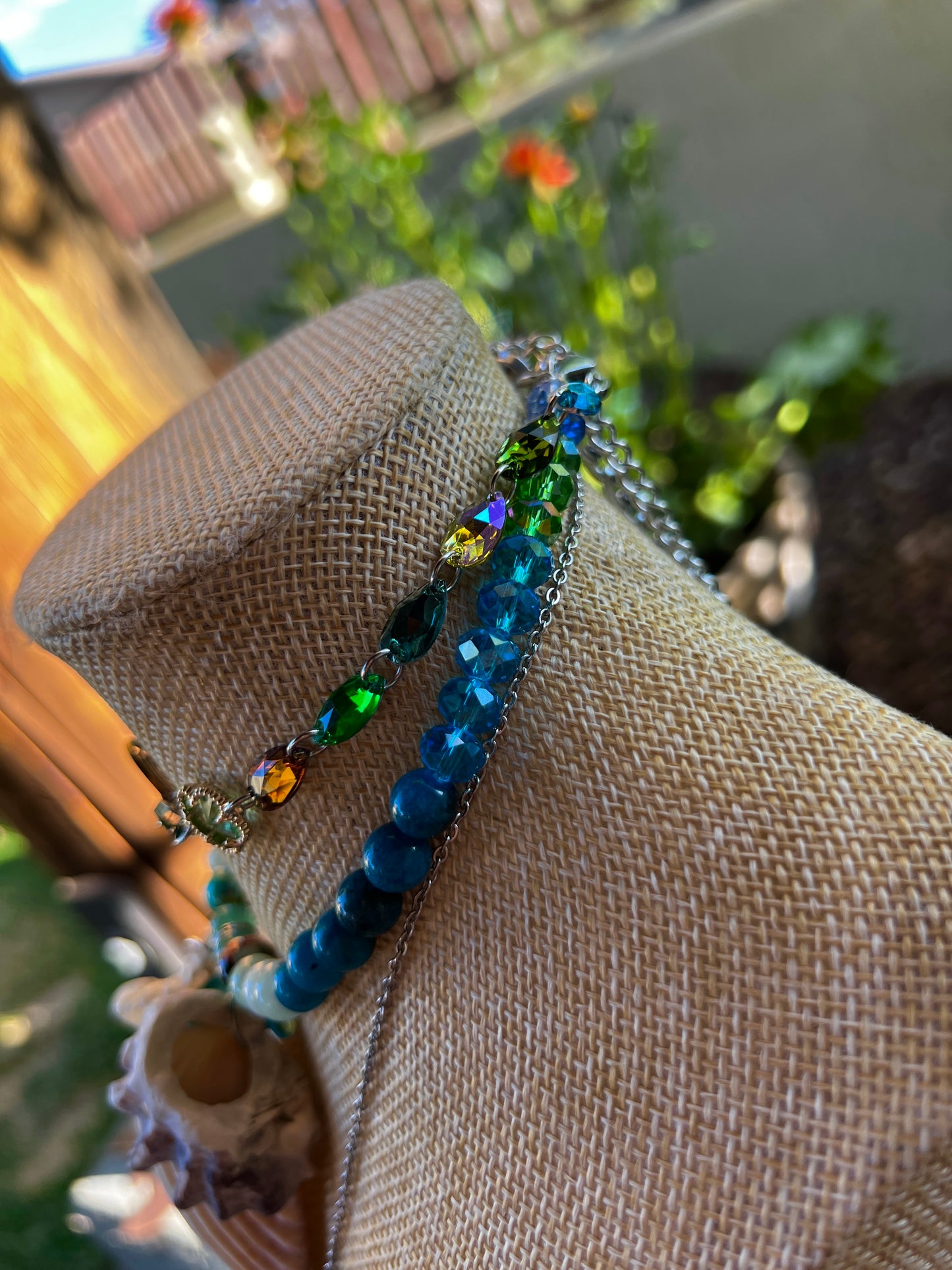 Warm Water Sea Witch - 4 Piece Set - Seashell Collar + Crystal Choker + Cosmic Drip Chain + Earrings