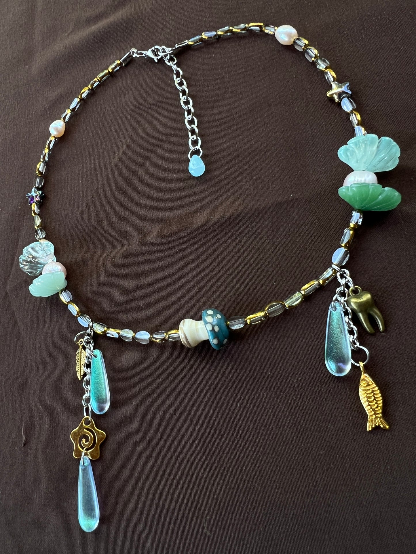 Moss Mushroom - Glass Stack Necklace