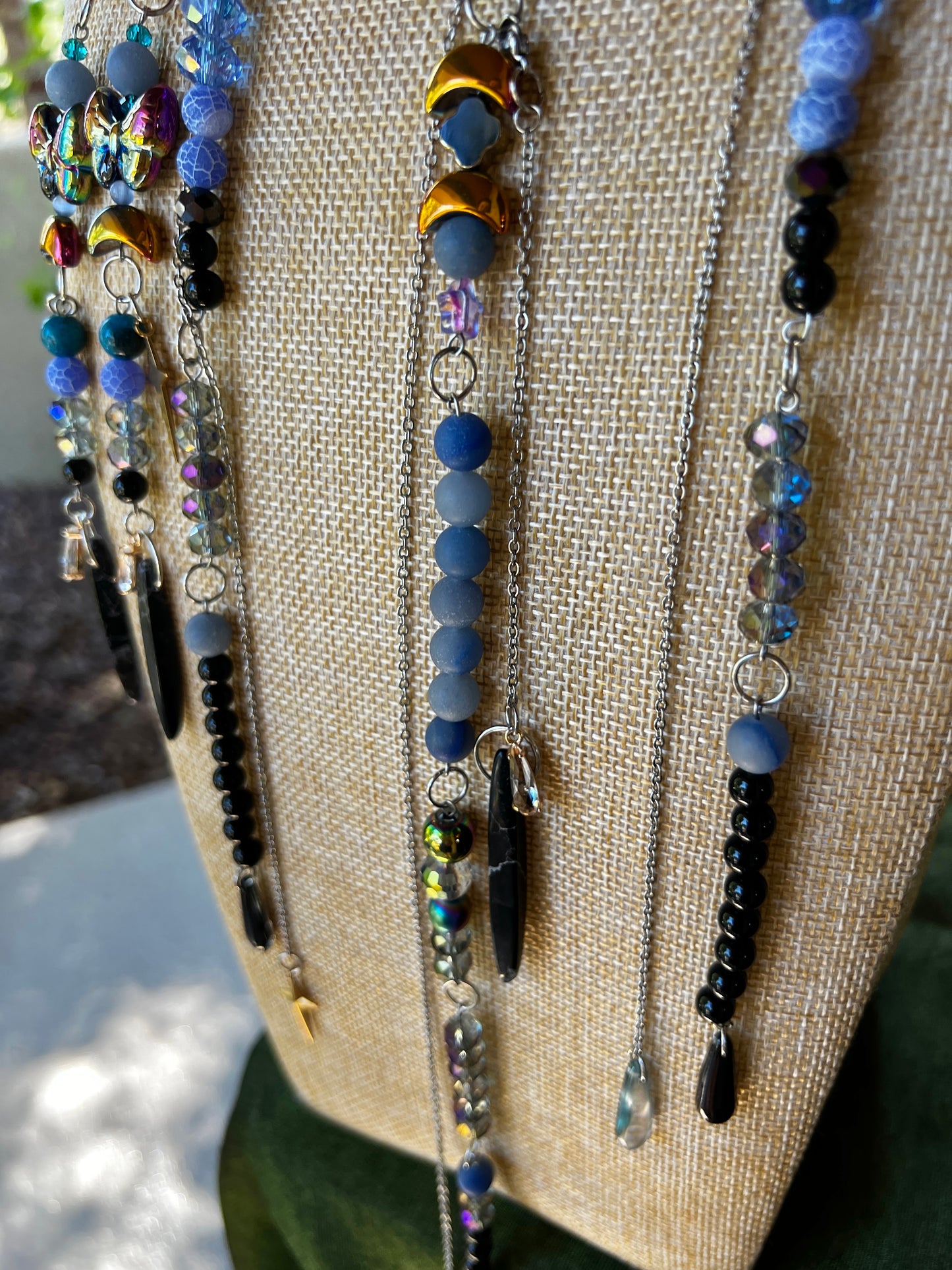 Ancient Spirits - Cosmic Drip Chain + Glass Crystal Choker + XL Earrings