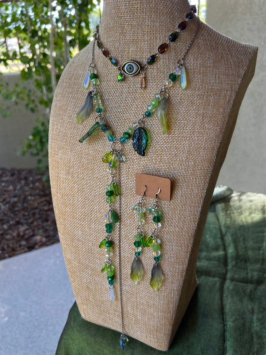 Talk to the Trees - Cosmic Drip Chain + Glass Crystal Choker + Earrings