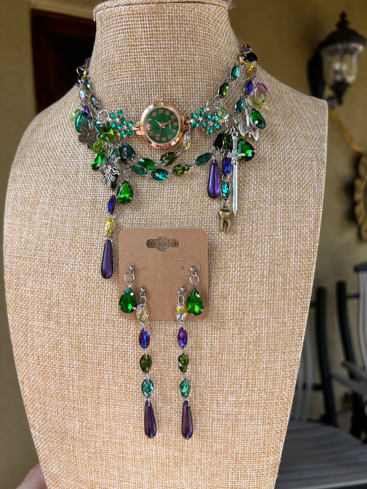 Mystic Moss - Crystal Choker + Stud Set