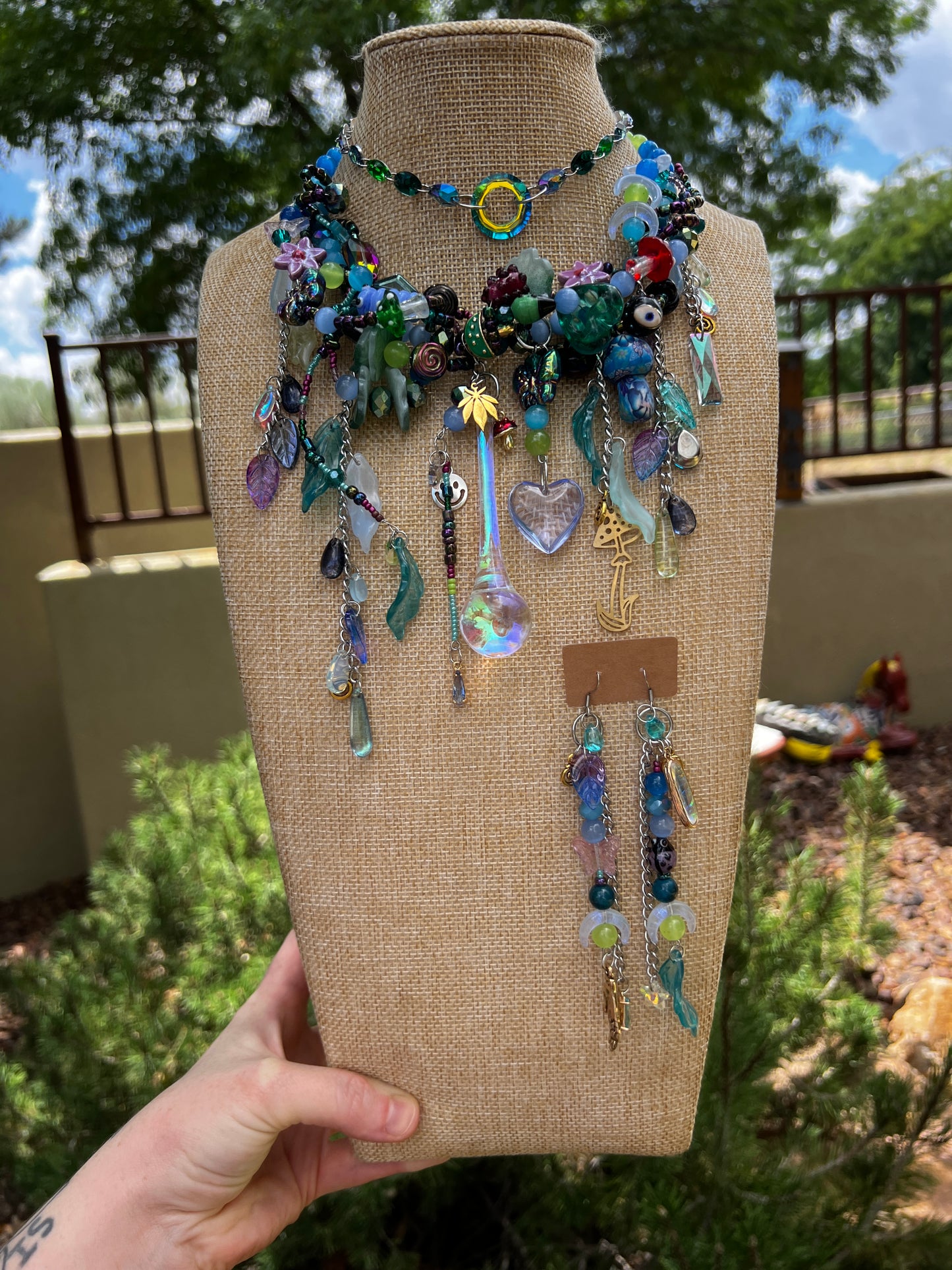 WHO Are You? 3 piece Set- Glass Spirit Armor + Crystal Choker + Earrings