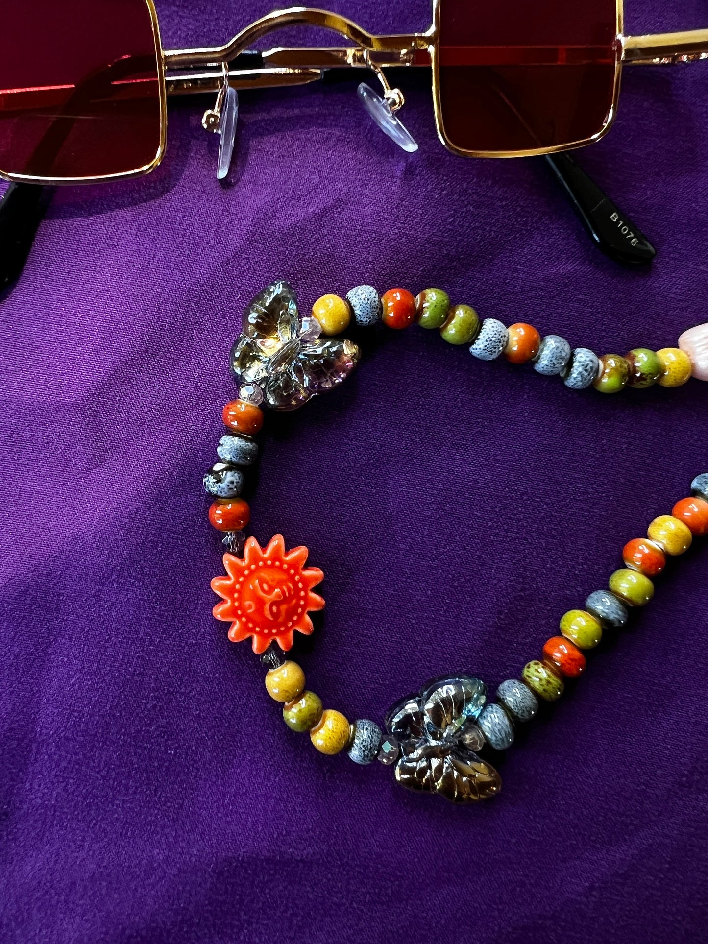Burnt Sunrise - Sunglasses + Chain + Third Eye Chain Set