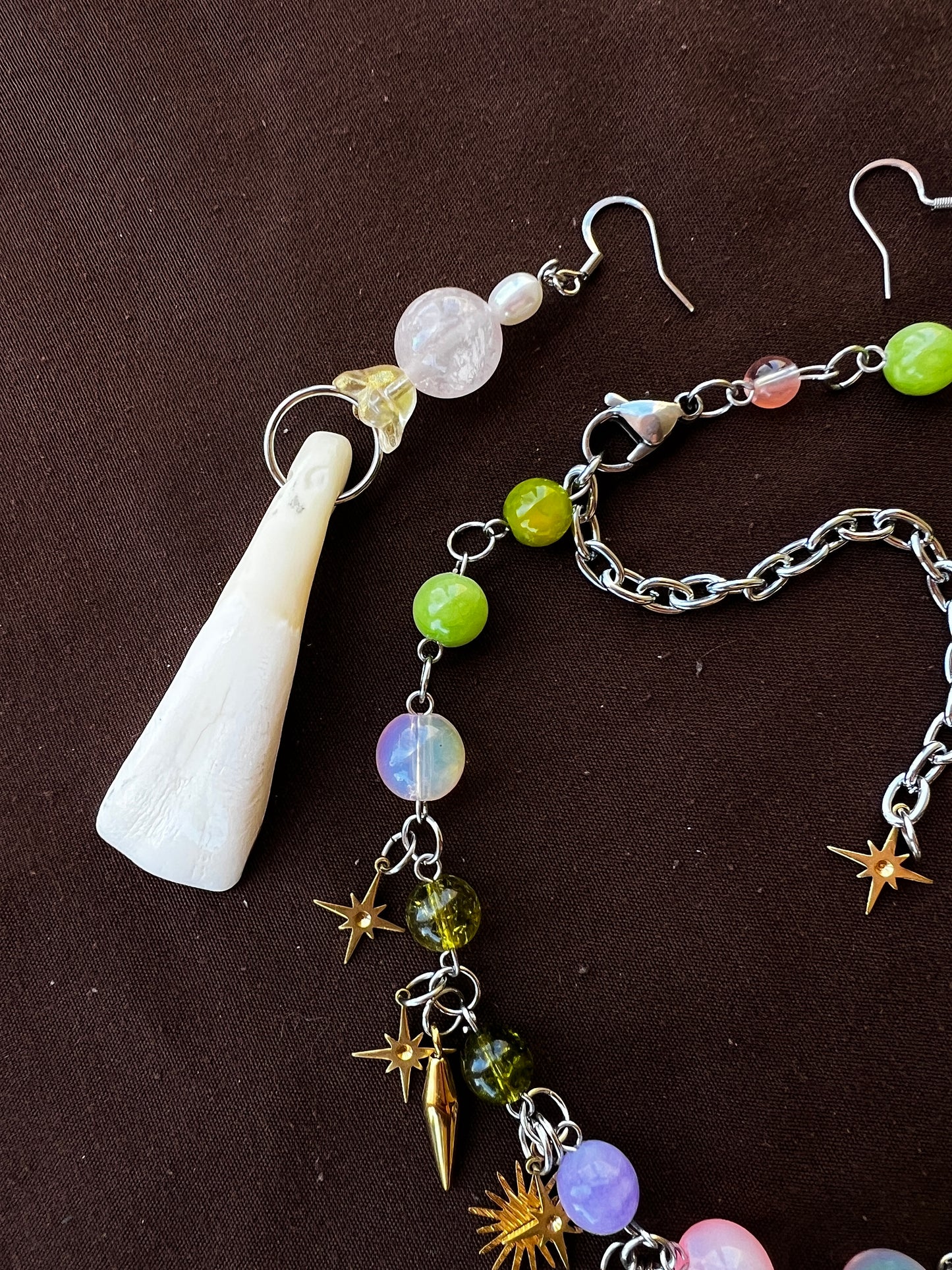 Land of Sparkling Lights - Eternal Spiral Choker + Buffalo Teeth Earrings