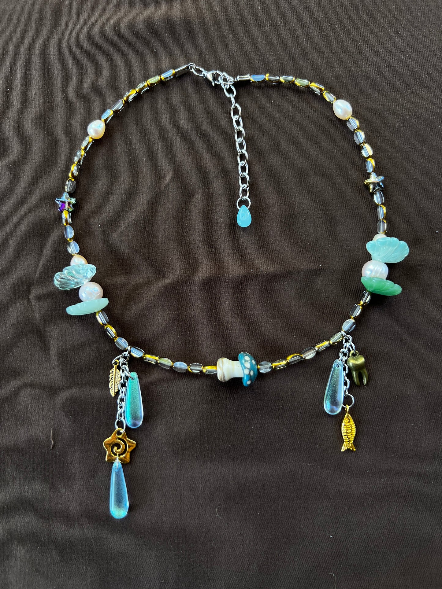 Moss Mushroom - Glass Stack Necklace