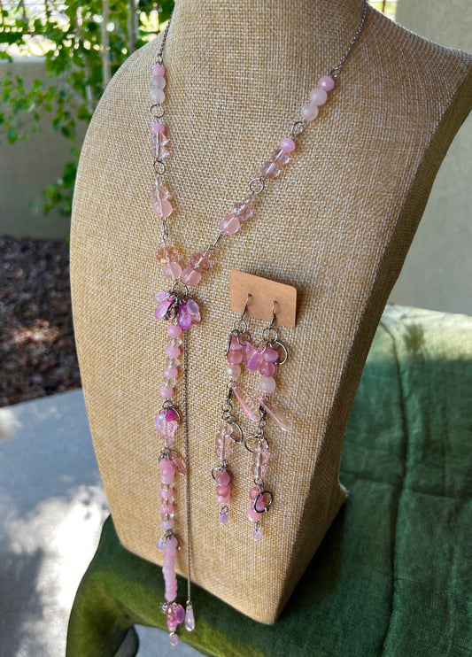 Pink Smoke - Cosmic Drip Chain + Earrings