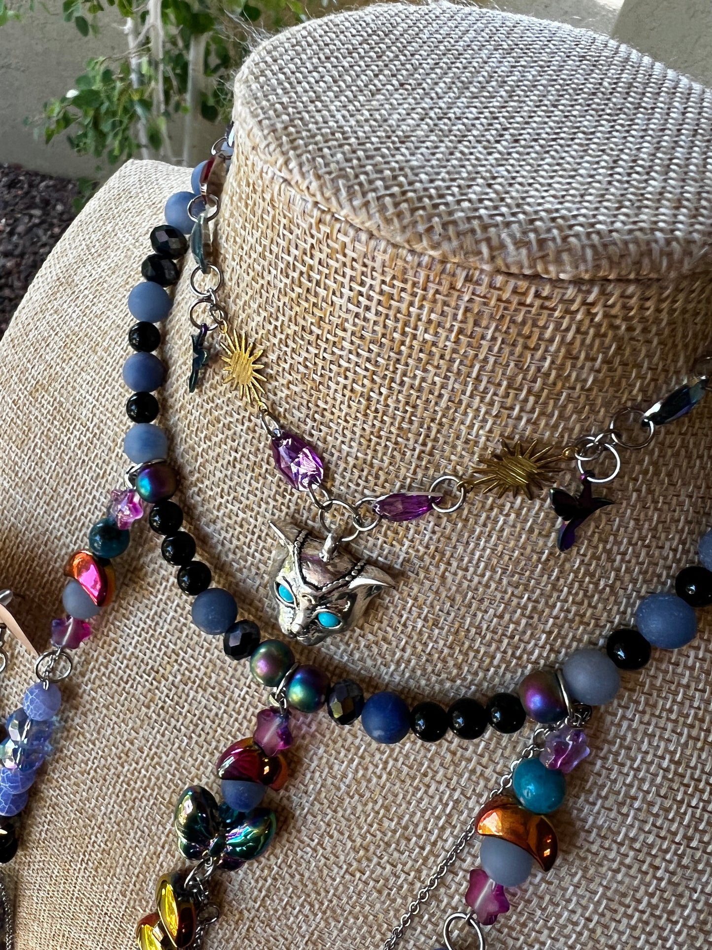 Ancient Spirits - Cosmic Drip Chain + Glass Crystal Choker + XL Earrings