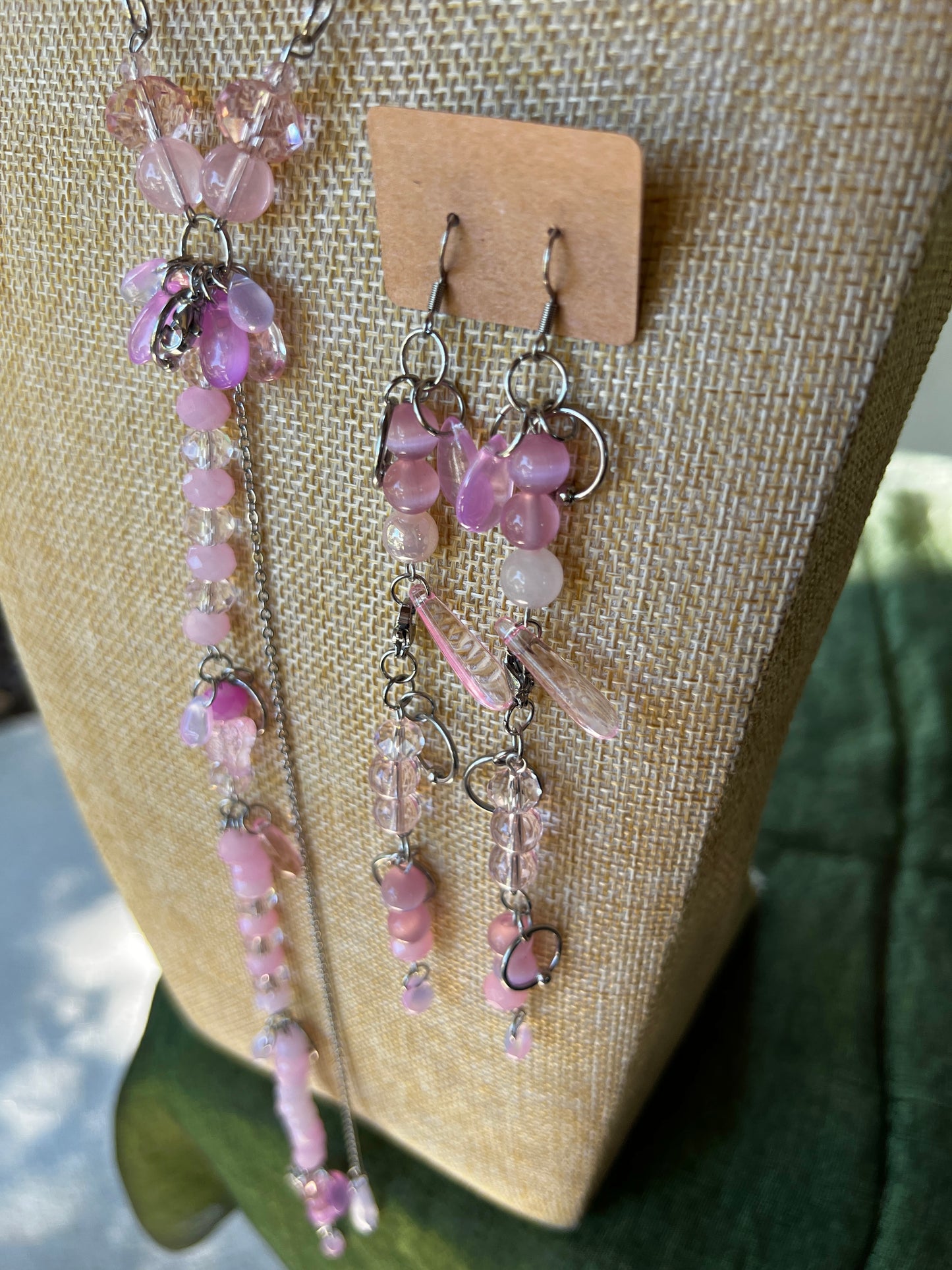 Pink Smoke - Cosmic Drip Chain + Earrings