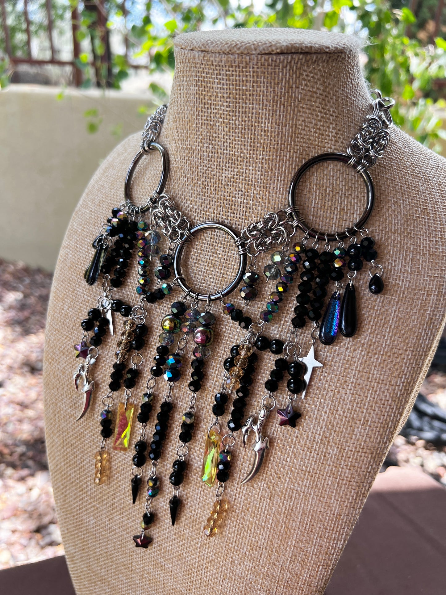 The Jabberwocky 3 Piece Set - Fantasy Chain + Crystal Choker + Earrings