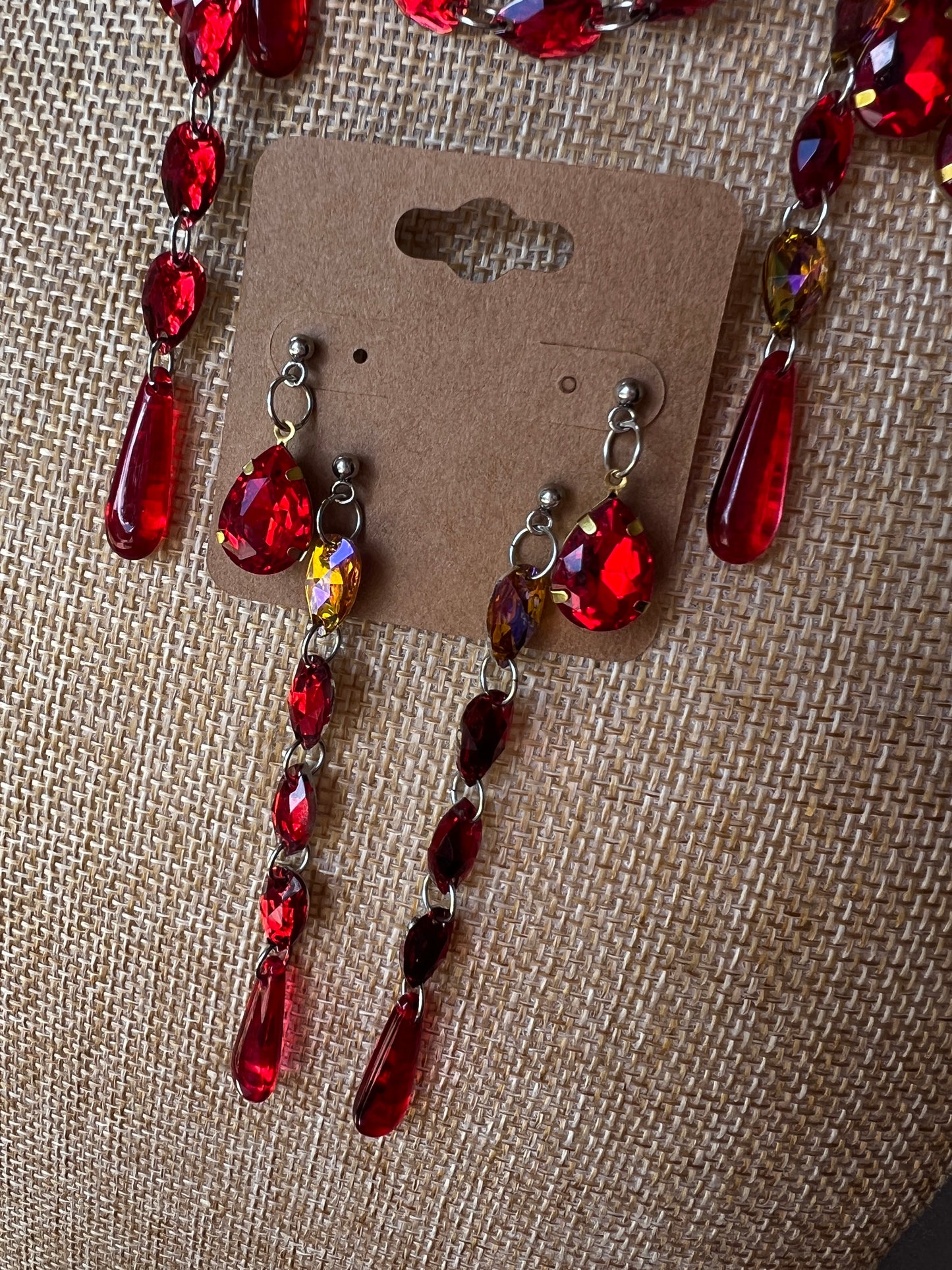 Red Roses - Crystal Choker + Stud Set