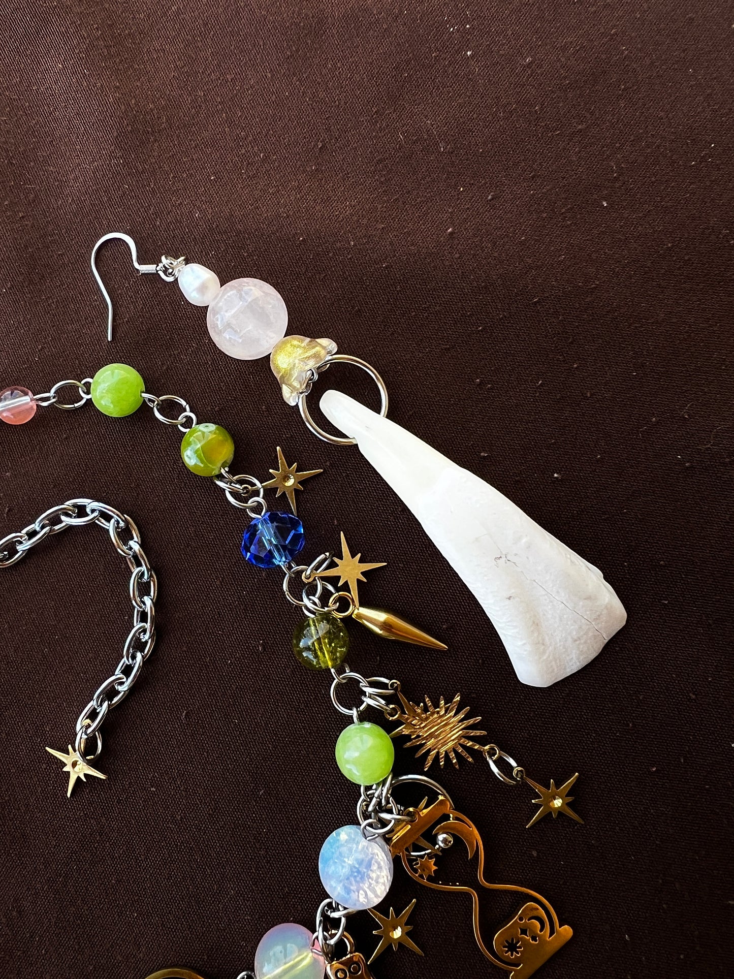 Land of Sparkling Lights - Eternal Spiral Choker + Buffalo Teeth Earrings