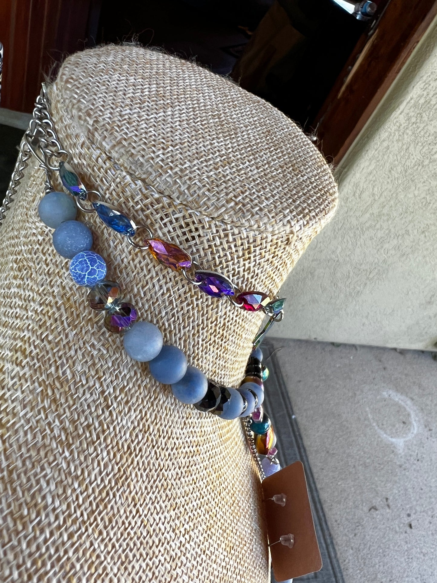 Ancient Spirits - Cosmic Drip Chain + Glass Crystal Choker + XL Earrings