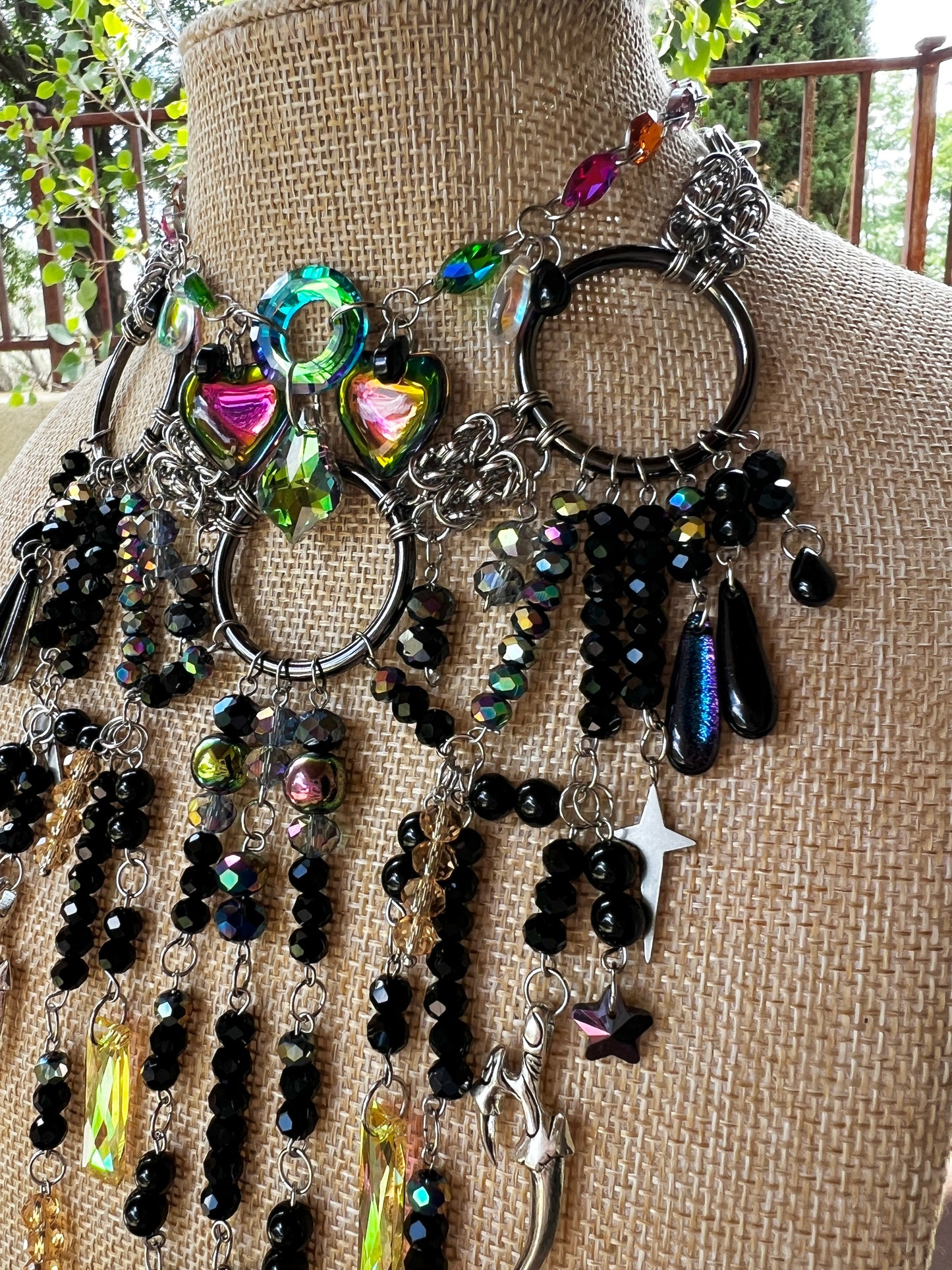 The Jabberwocky 3 Piece Set - Fantasy Chain + Crystal Choker + Earrings