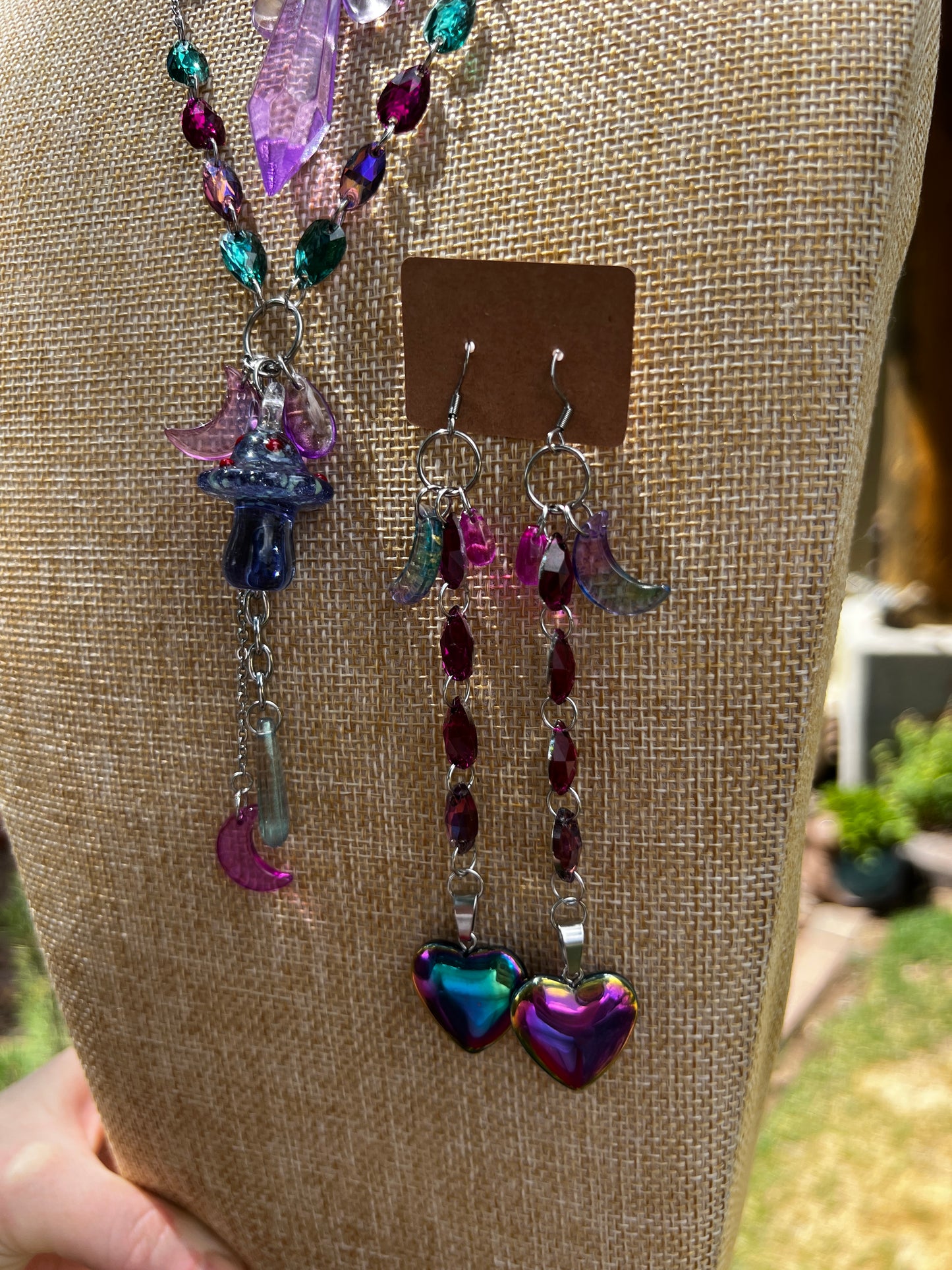 We’re All Mad Here 3 Piece Set - Crystal Choker + Cosmic Drip Chain + Earrings