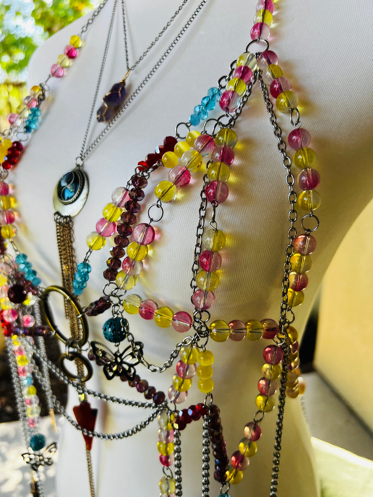 Desert Storm Body Armor - Beaded Harness + Reclaimed Necklace Stack + Earrings