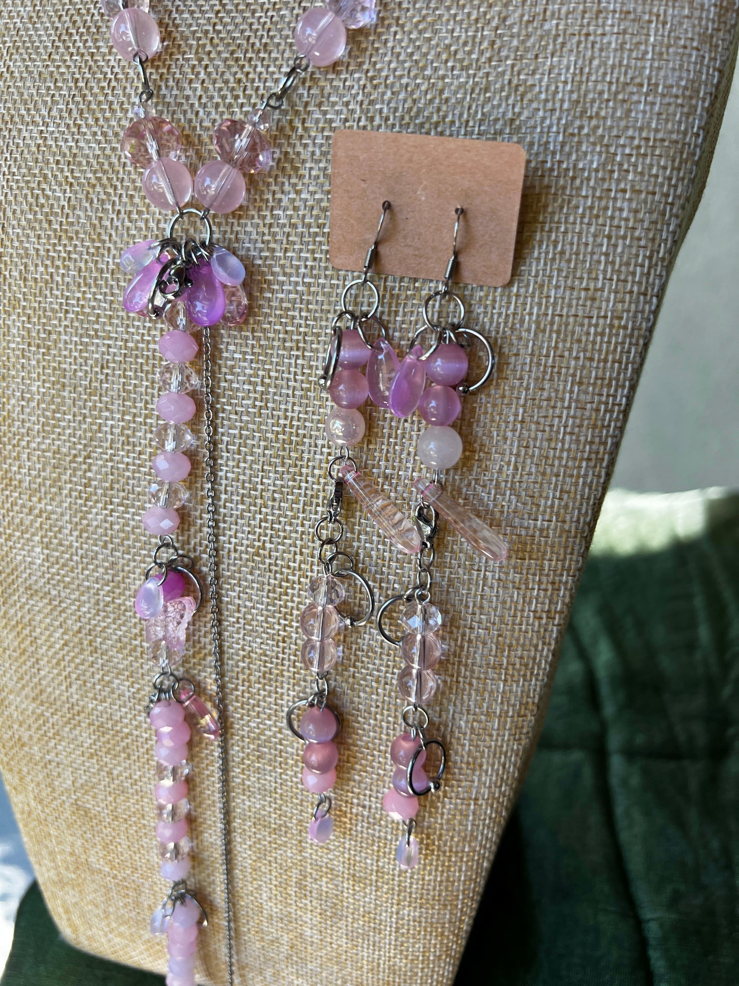 Pink Smoke - Cosmic Drip Chain + Earrings