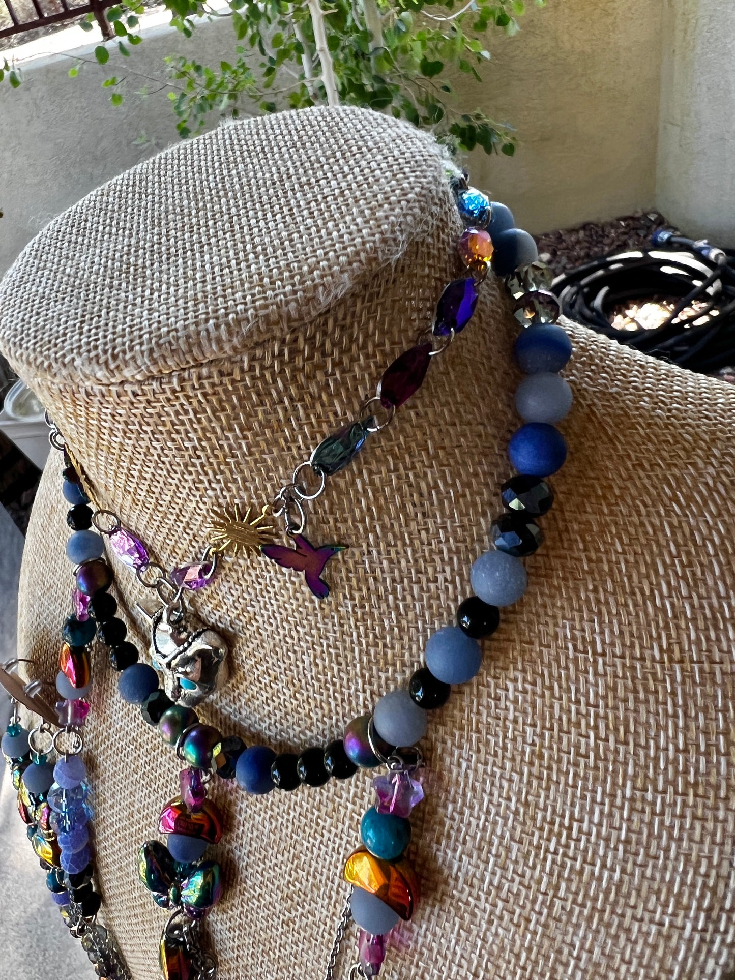 Ancient Spirits - Cosmic Drip Chain + Glass Crystal Choker + XL Earrings
