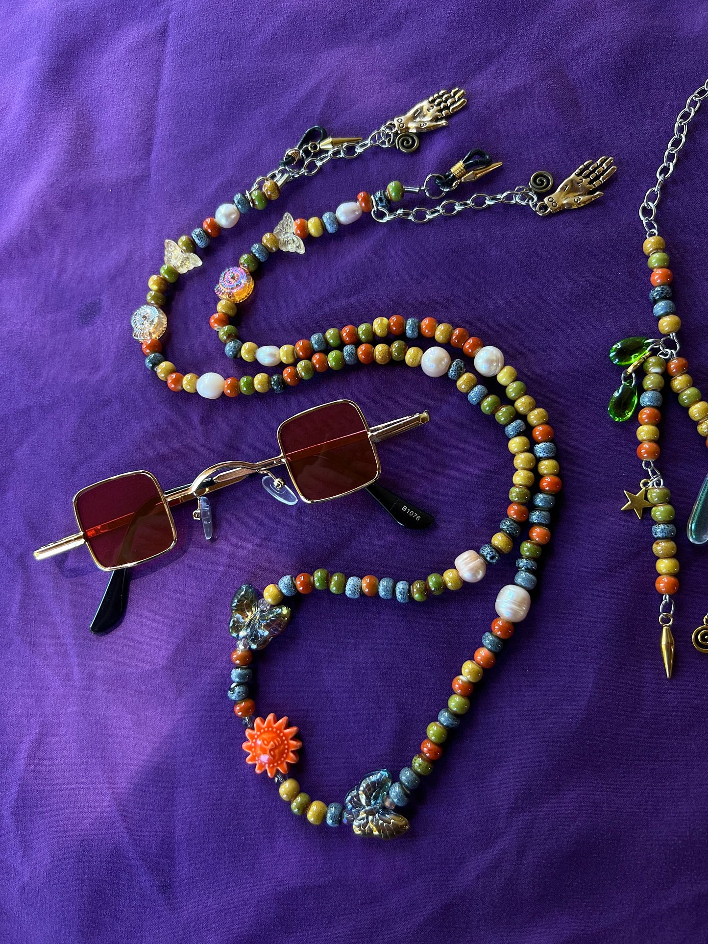 Burnt Sunrise - Sunglasses + Chain + Third Eye Chain Set