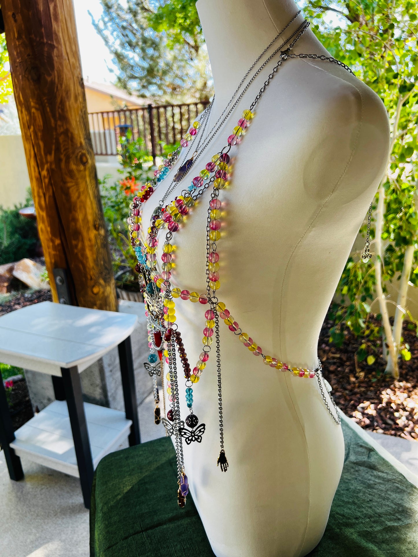 Desert Storm Body Armor - Beaded Harness + Reclaimed Necklace Stack + Earrings