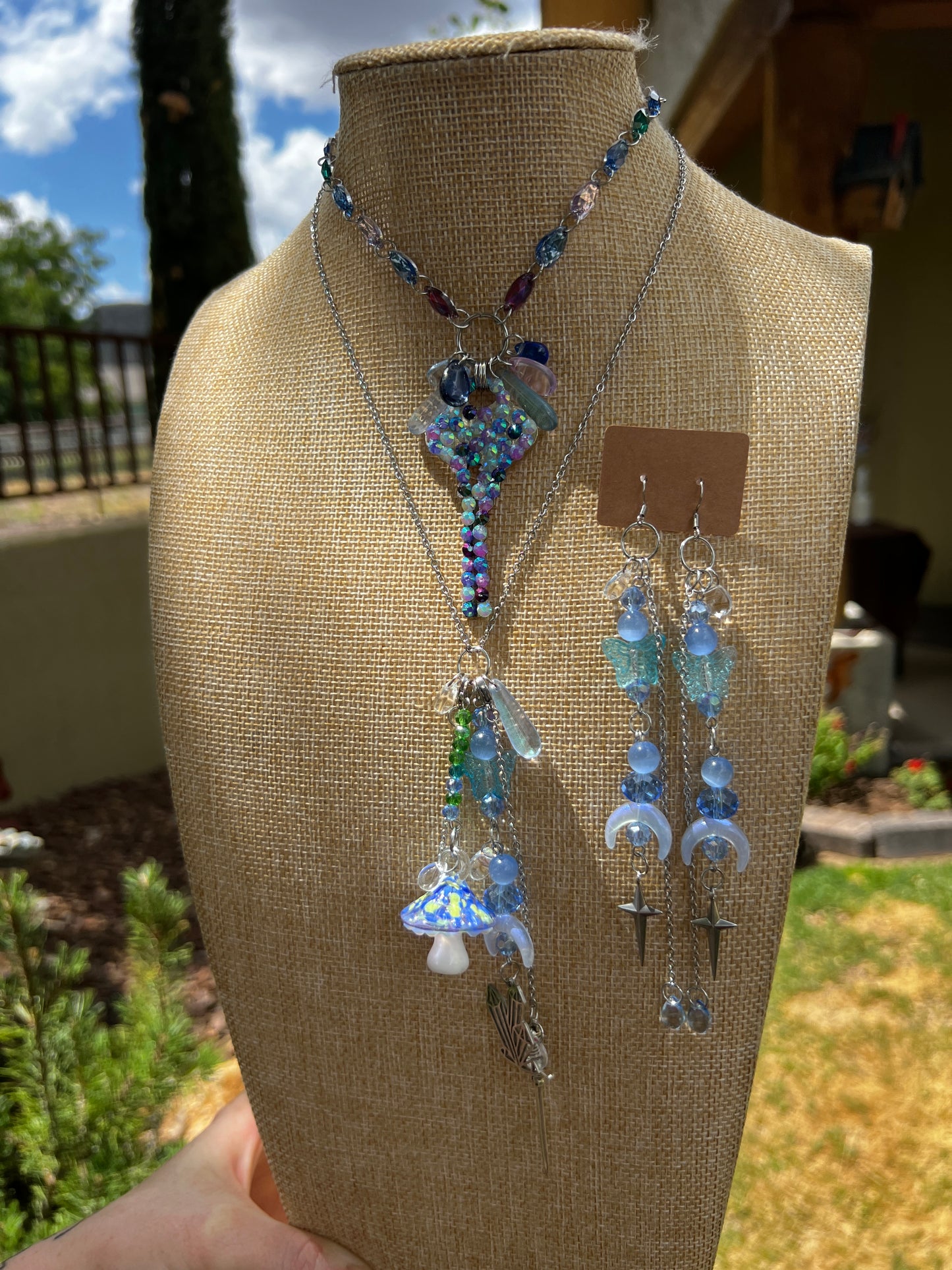 Key Keeper 3 Piece Set > 2 colors < - Rhinestone Key Crystal Choker + Trinket Chain + Earrings