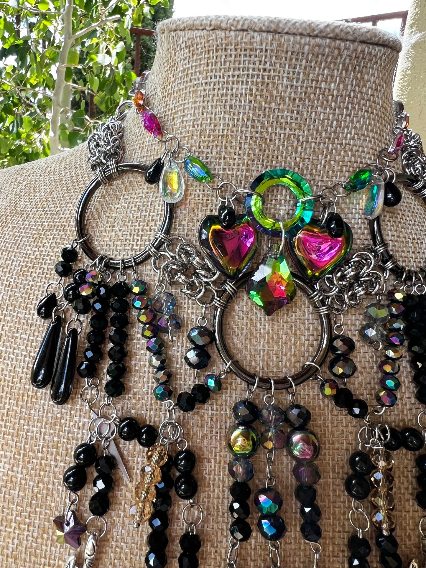 The Jabberwocky 3 Piece Set - Fantasy Chain + Crystal Choker + Earrings