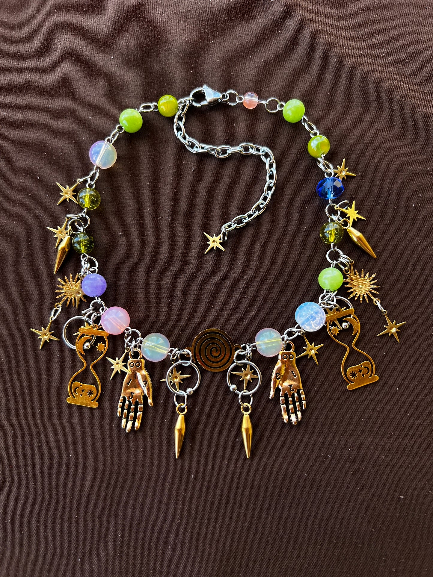 Land of Sparkling Lights - Eternal Spiral Choker + Buffalo Teeth Earrings