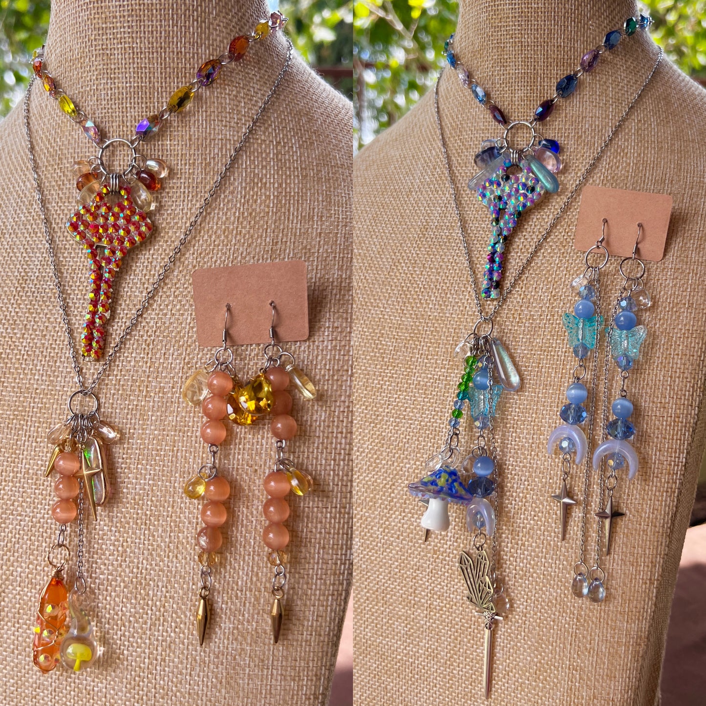 Key Keeper 3 Piece Set > 2 colors < - Rhinestone Key Crystal Choker + Trinket Chain + Earrings