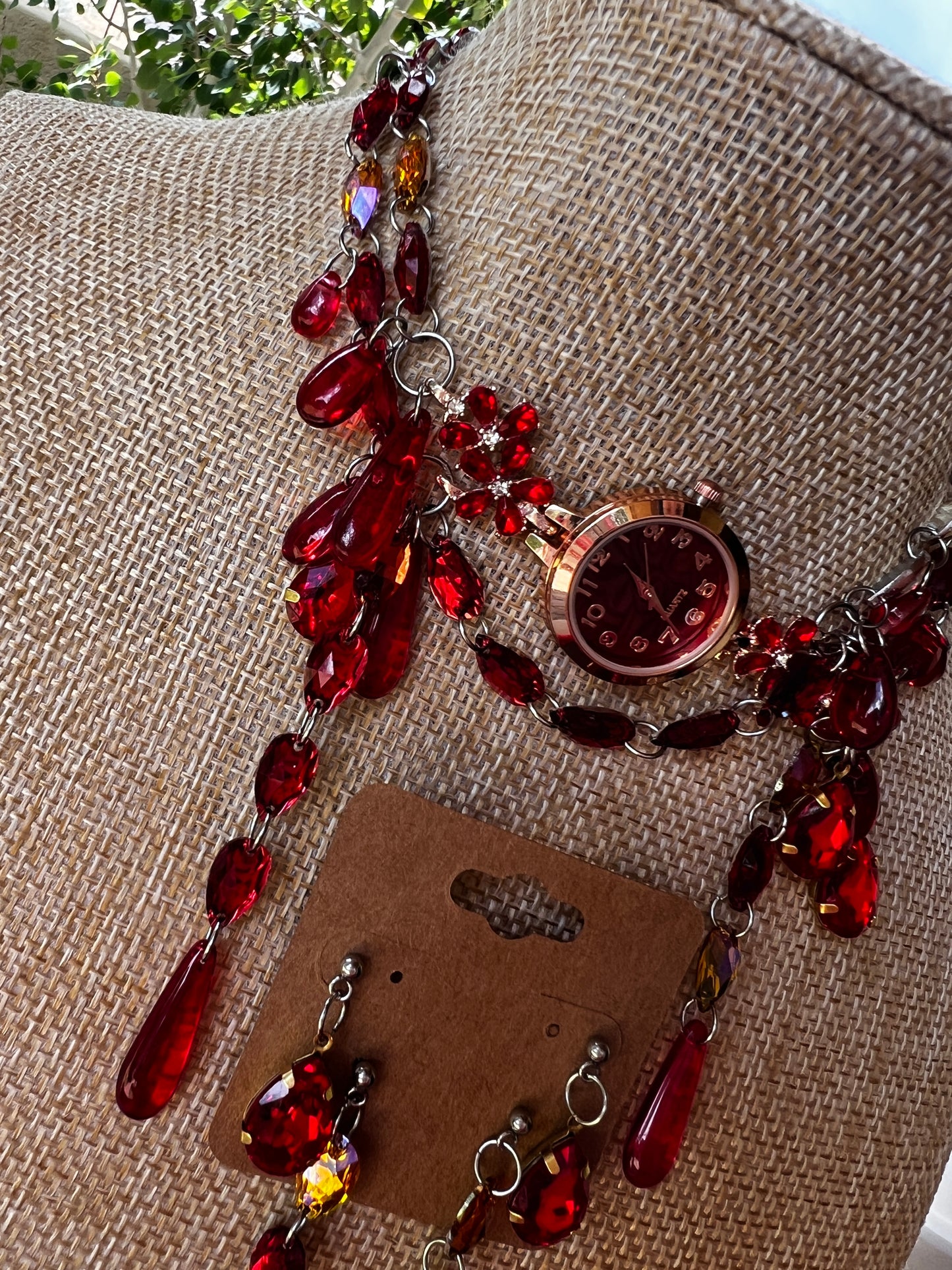 Red Roses - Crystal Choker + Stud Set