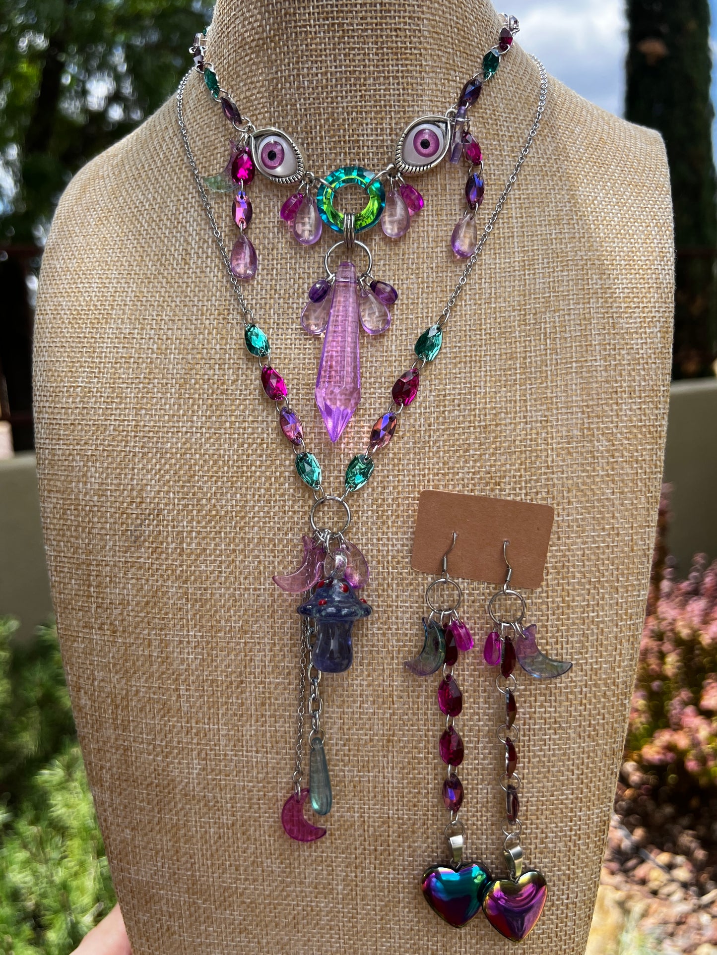 We’re All Mad Here 3 Piece Set - Crystal Choker + Cosmic Drip Chain + Earrings