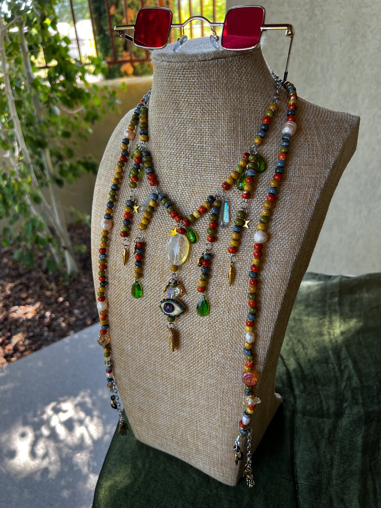 Burnt Sunrise - Sunglasses + Chain + Third Eye Chain Set