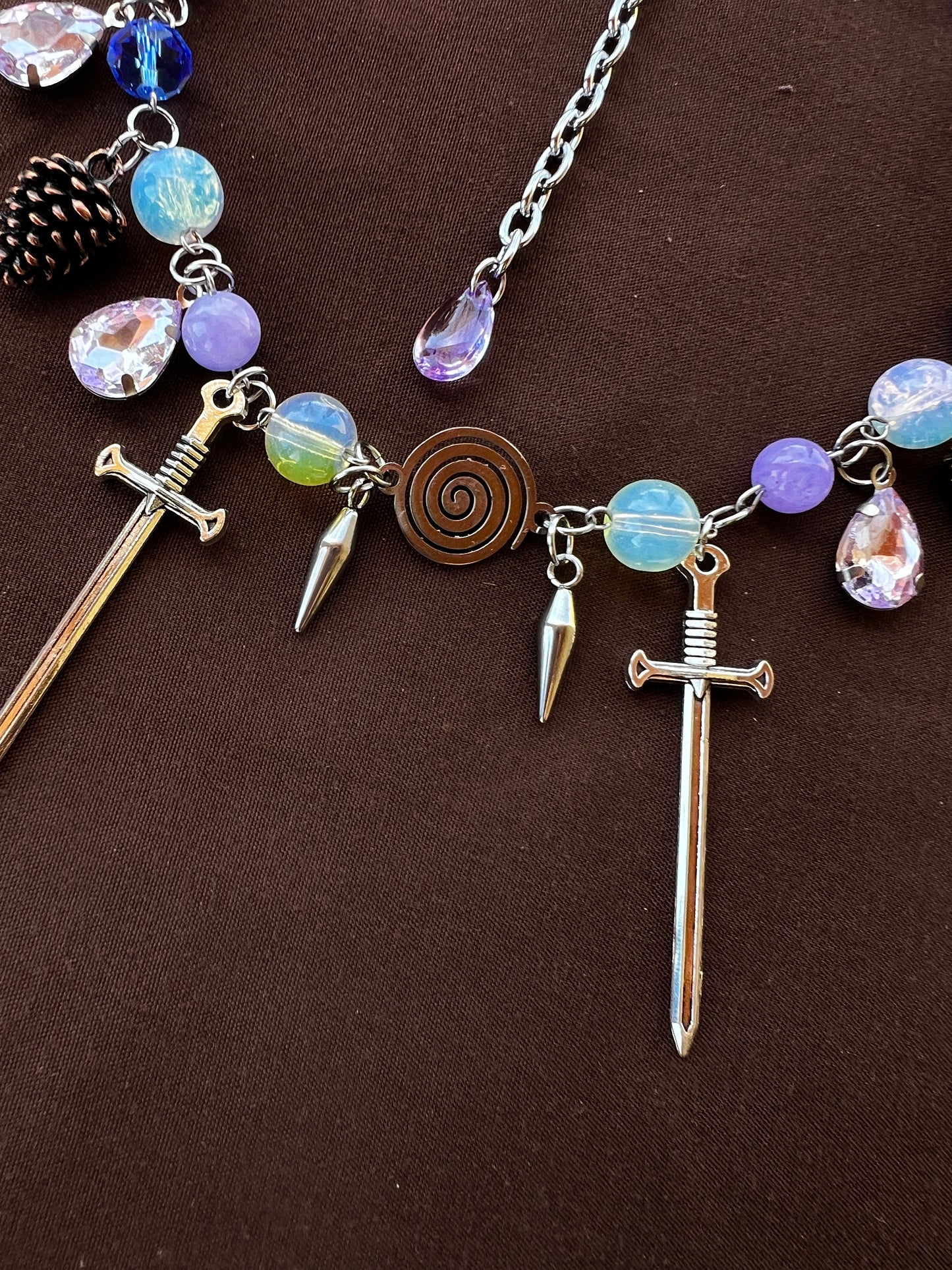 Land of Shadows - Eternal Spiral Choker + Buffalo Teeth Earrings