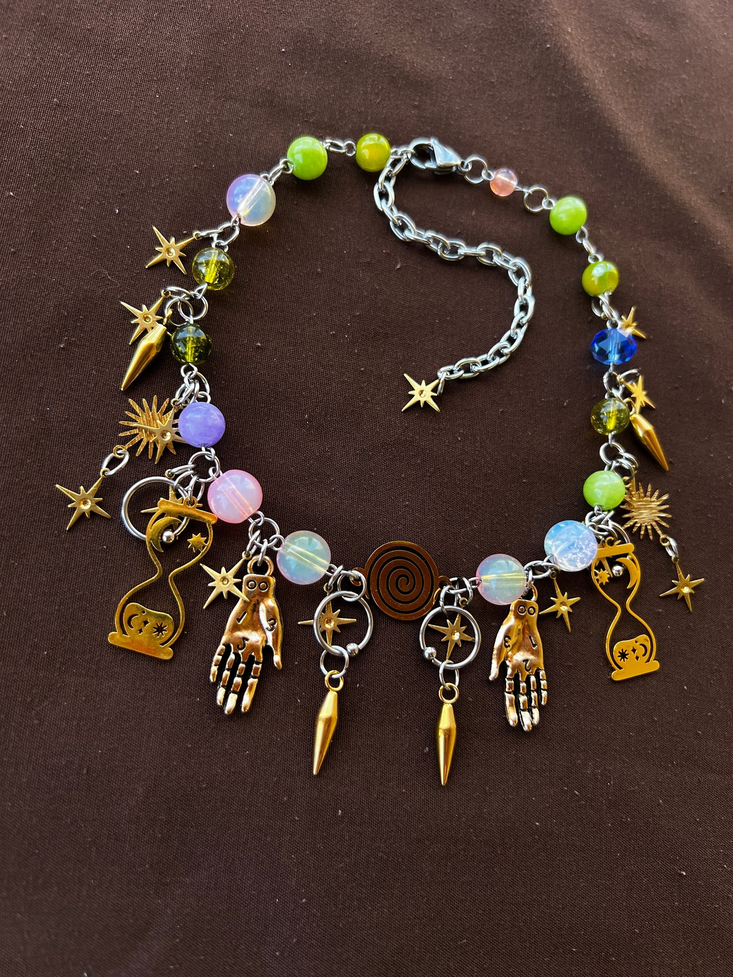 Land of Sparkling Lights - Eternal Spiral Choker + Buffalo Teeth Earrings