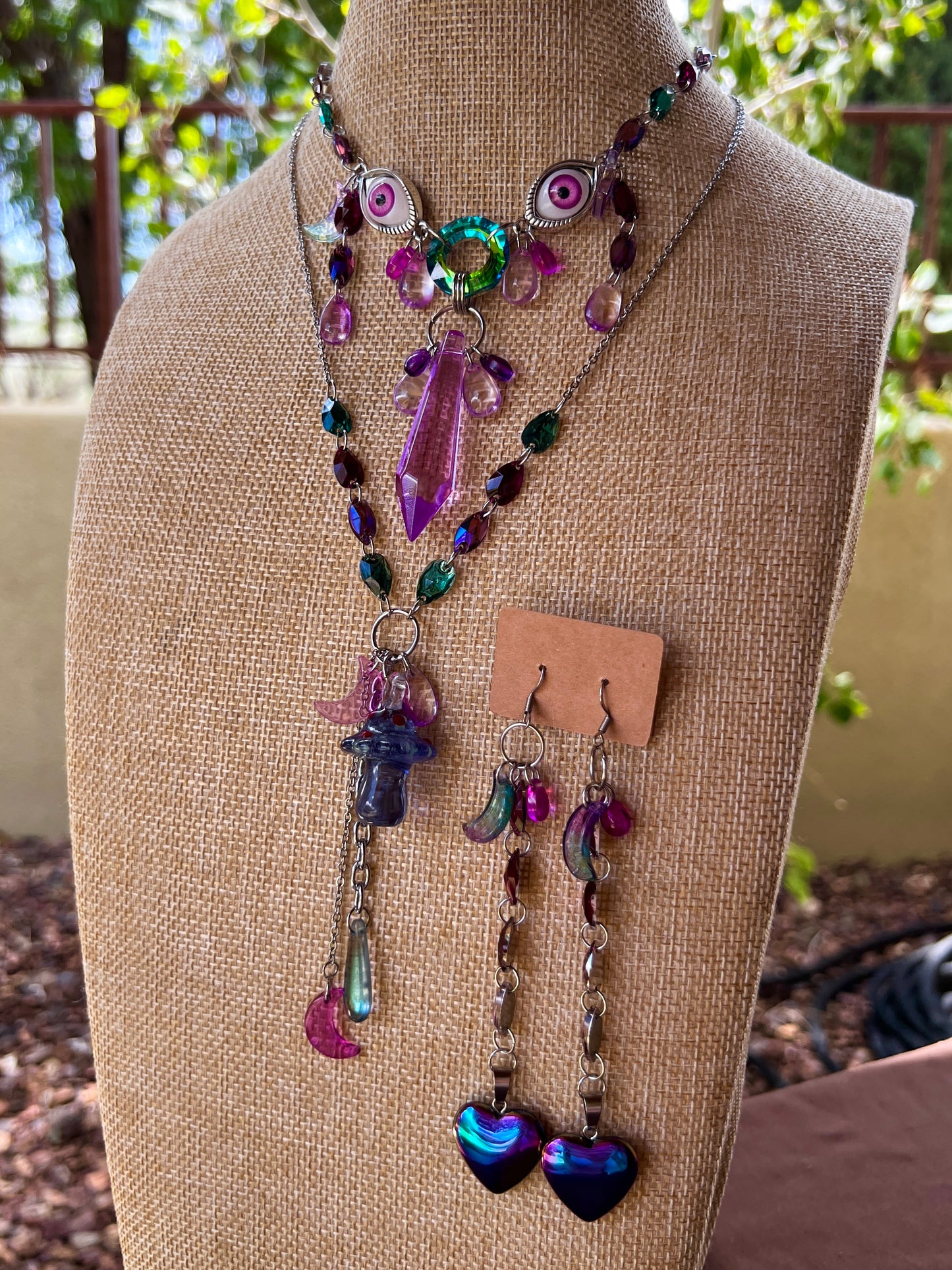 We’re All Mad Here 3 Piece Set - Crystal Choker + Cosmic Drip Chain + Earrings