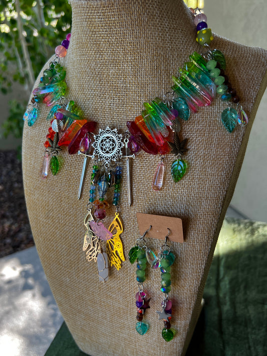 Midnight Blossom - Fantasy Chain + Earrings
