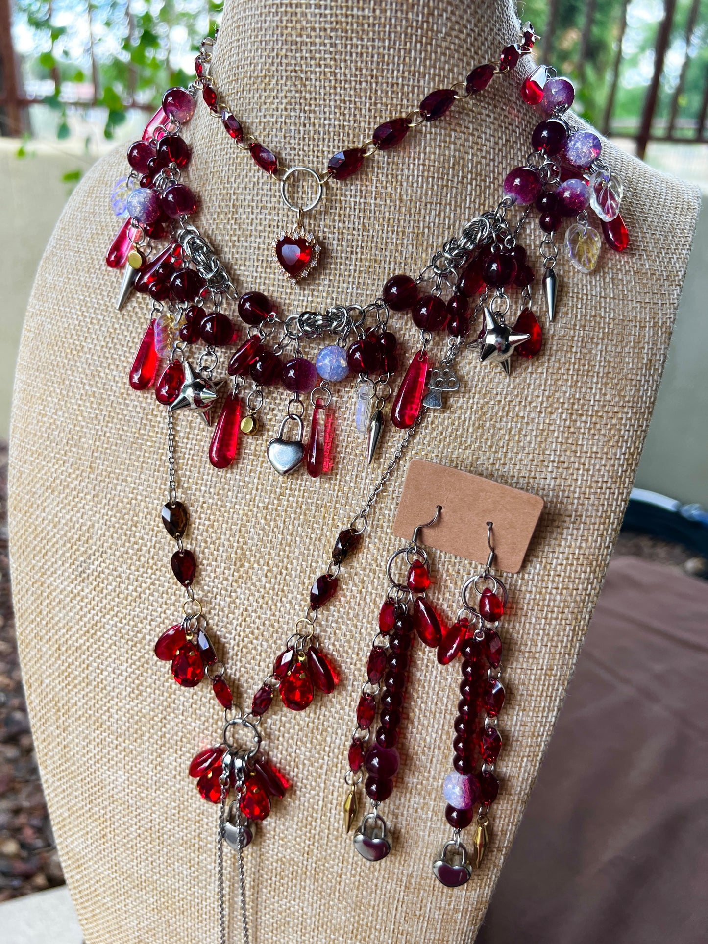 Off With Their Heads 4 Piece Set - Fantasy Chain + Crystal Choker + Cosmic Drip Chain + Earrings