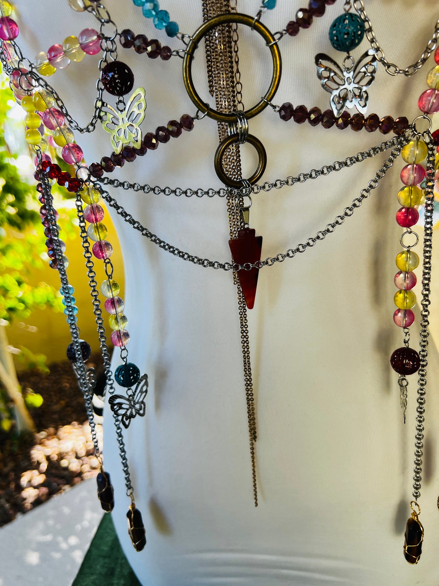 Desert Storm Body Armor - Beaded Harness + Reclaimed Necklace Stack + Earrings