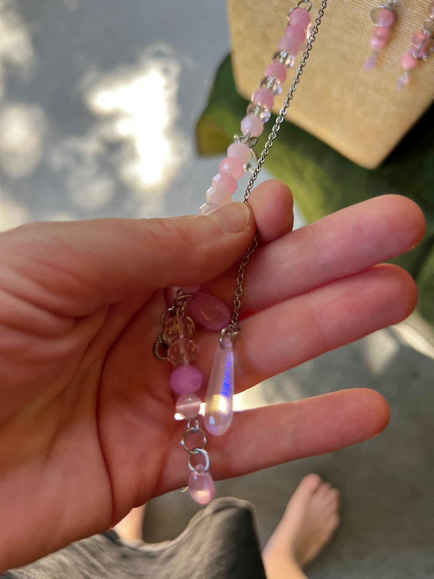 Pink Smoke - Cosmic Drip Chain + Earrings