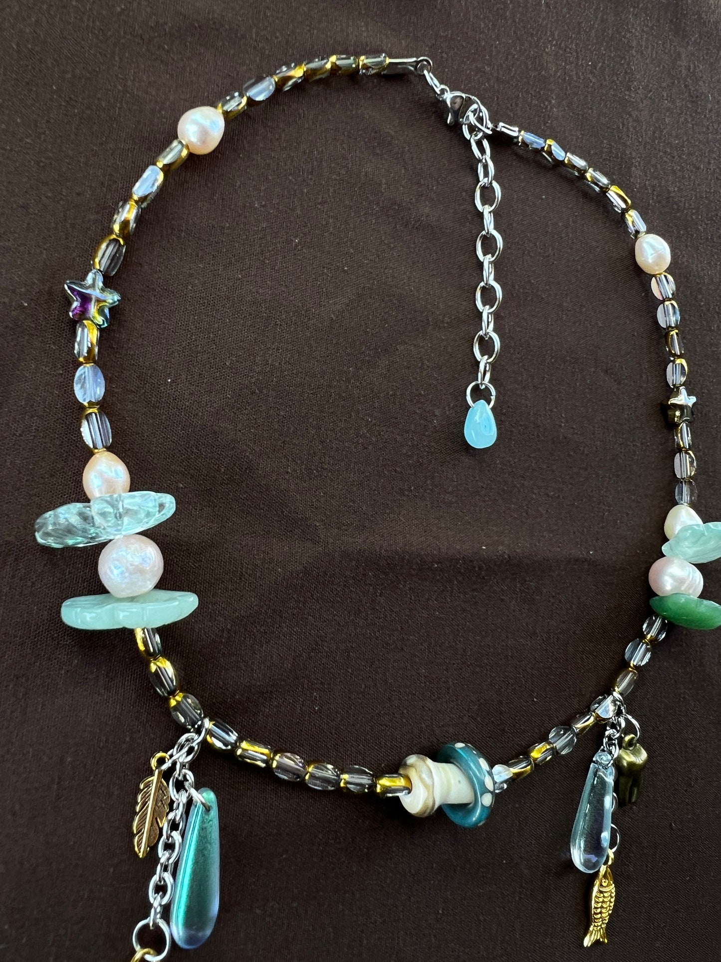 Moss Mushroom - Glass Stack Necklace
