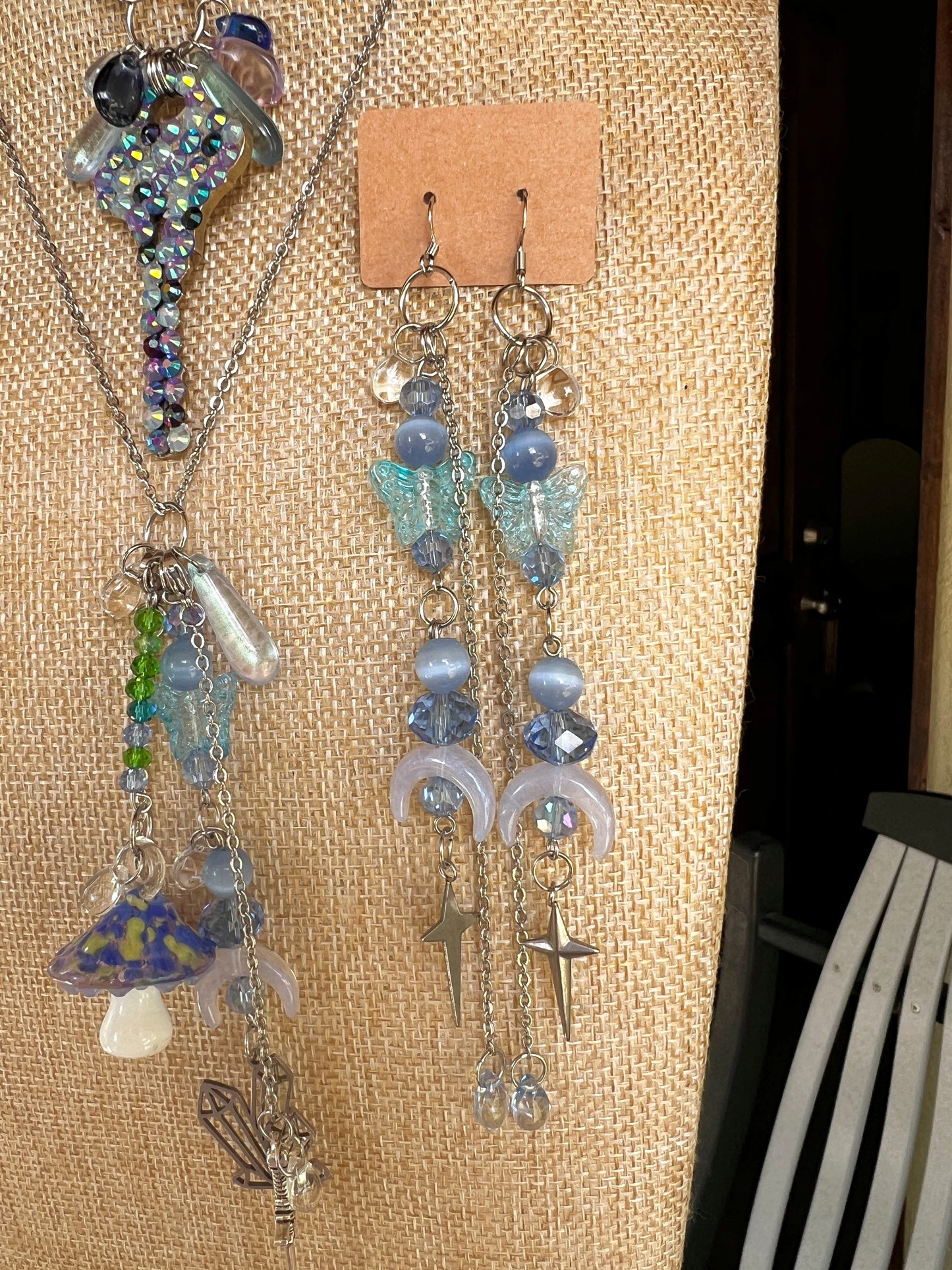 Key Keeper 3 Piece Set > 2 colors < - Rhinestone Key Crystal Choker + Trinket Chain + Earrings