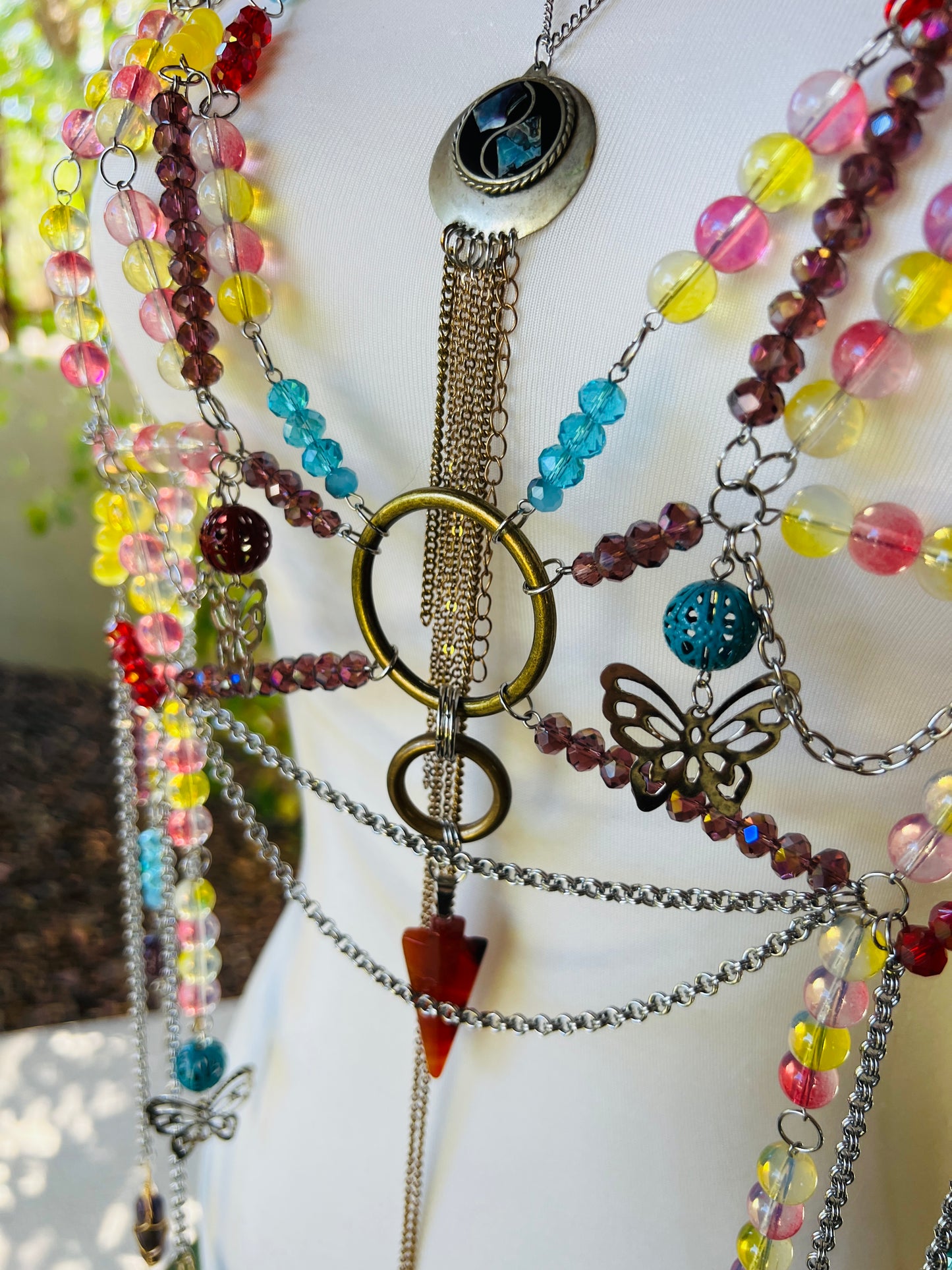 Desert Storm Body Armor - Beaded Harness + Reclaimed Necklace Stack + Earrings