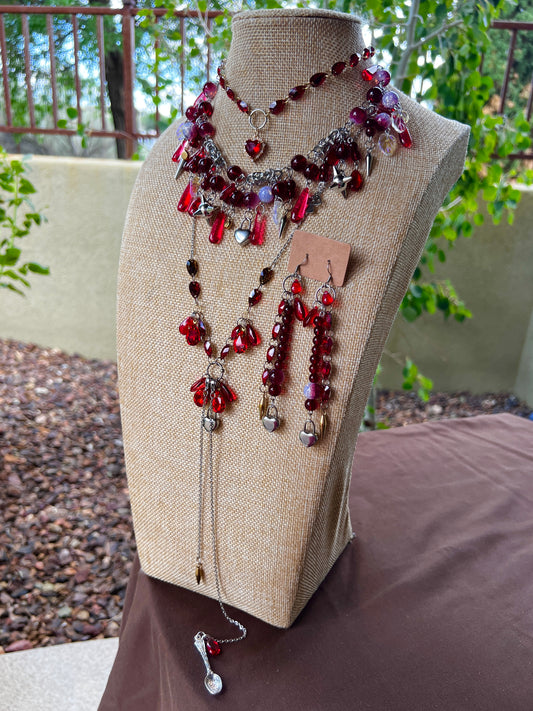 Off With Their Heads 4 Piece Set - Fantasy Chain + Crystal Choker + Cosmic Drip Chain + Earrings