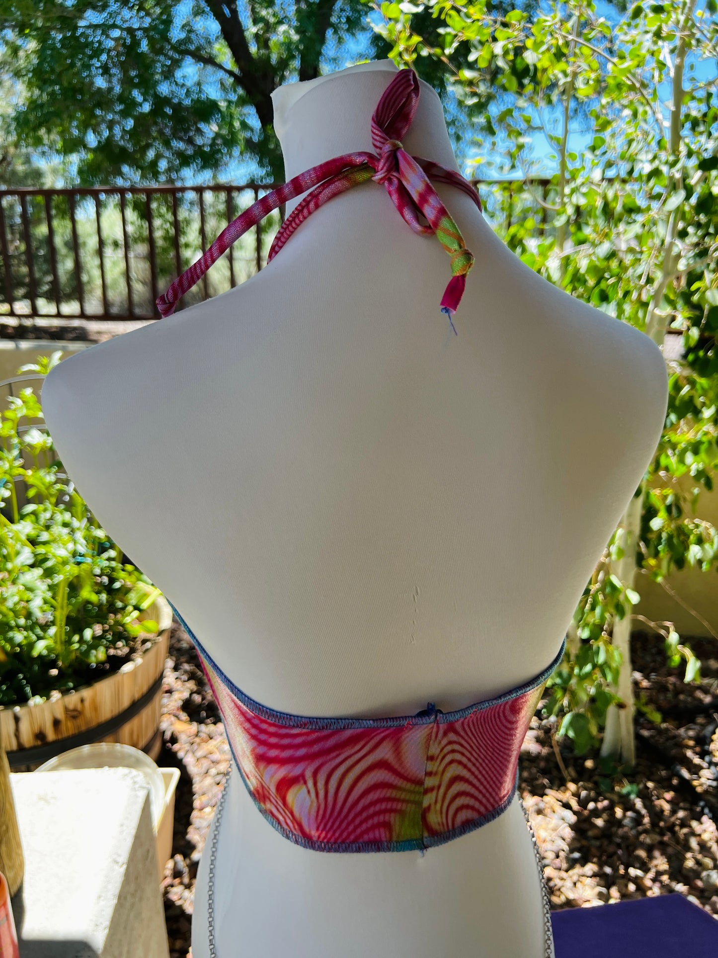 Neon Angel Beaded Bikini - Mr.Wacko Collaboration - size Small spandex stretch bikini + earrings + removable chains & charms