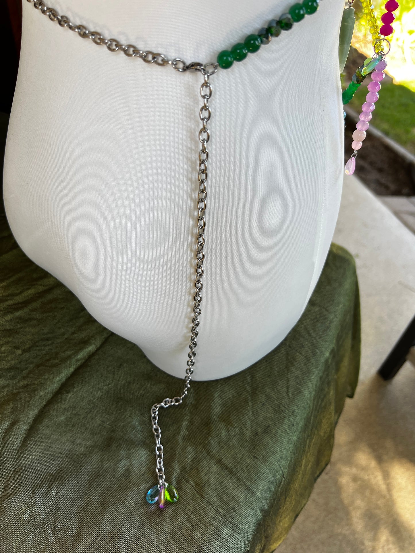 Prism Priestess Body Armor - Beaded Harness + Reclaimed Necklace Stack + Earrings