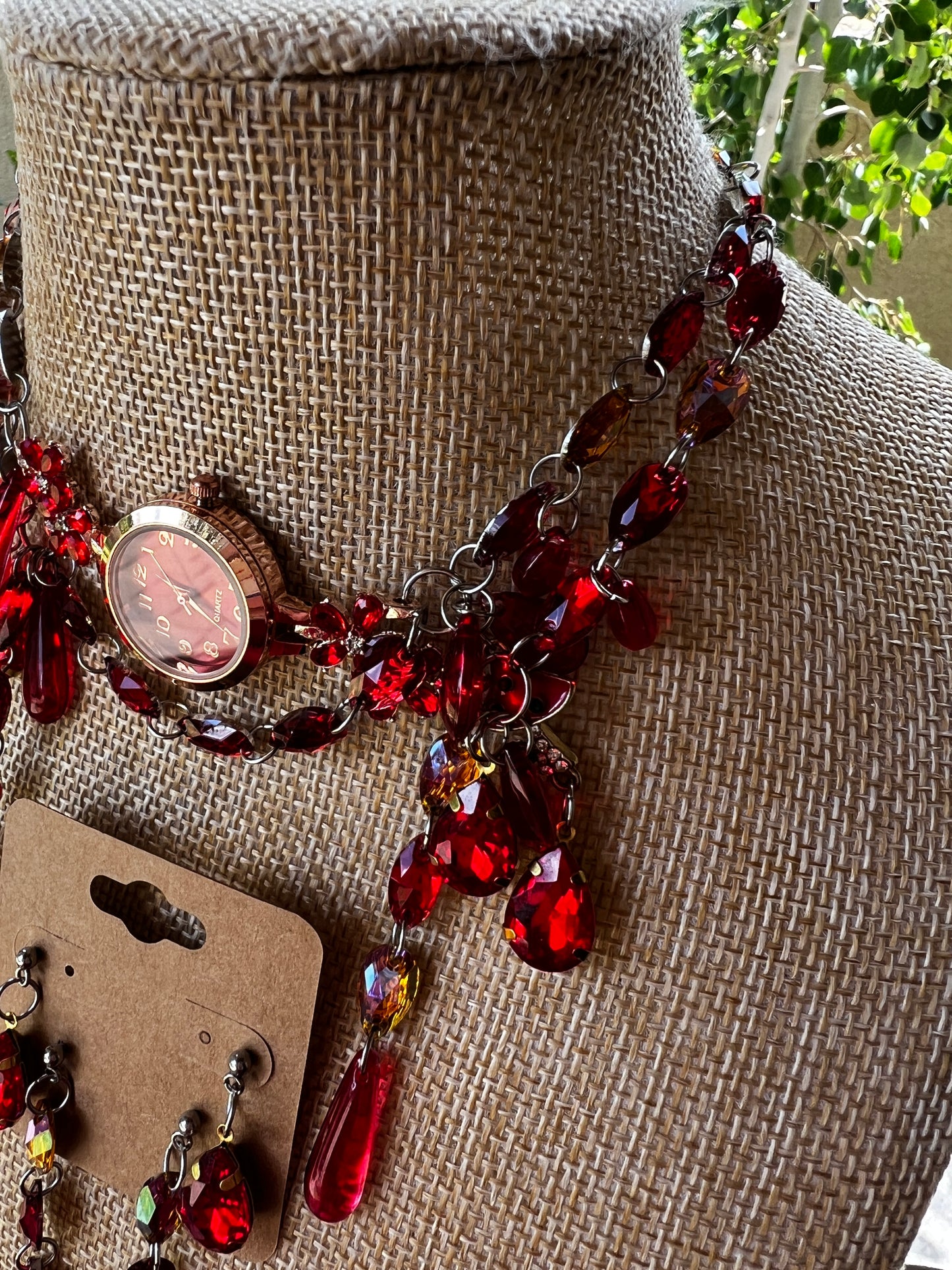 Red Roses - Crystal Choker + Stud Set
