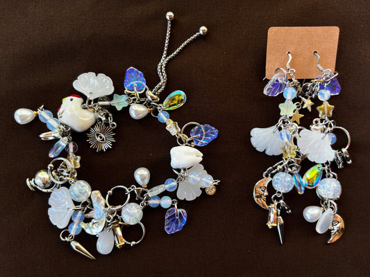 Flightless Bird Set - Glass Wristlet & Trinket Dangles