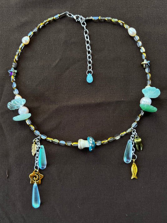 Moss Mushroom - Glass Stack Necklace