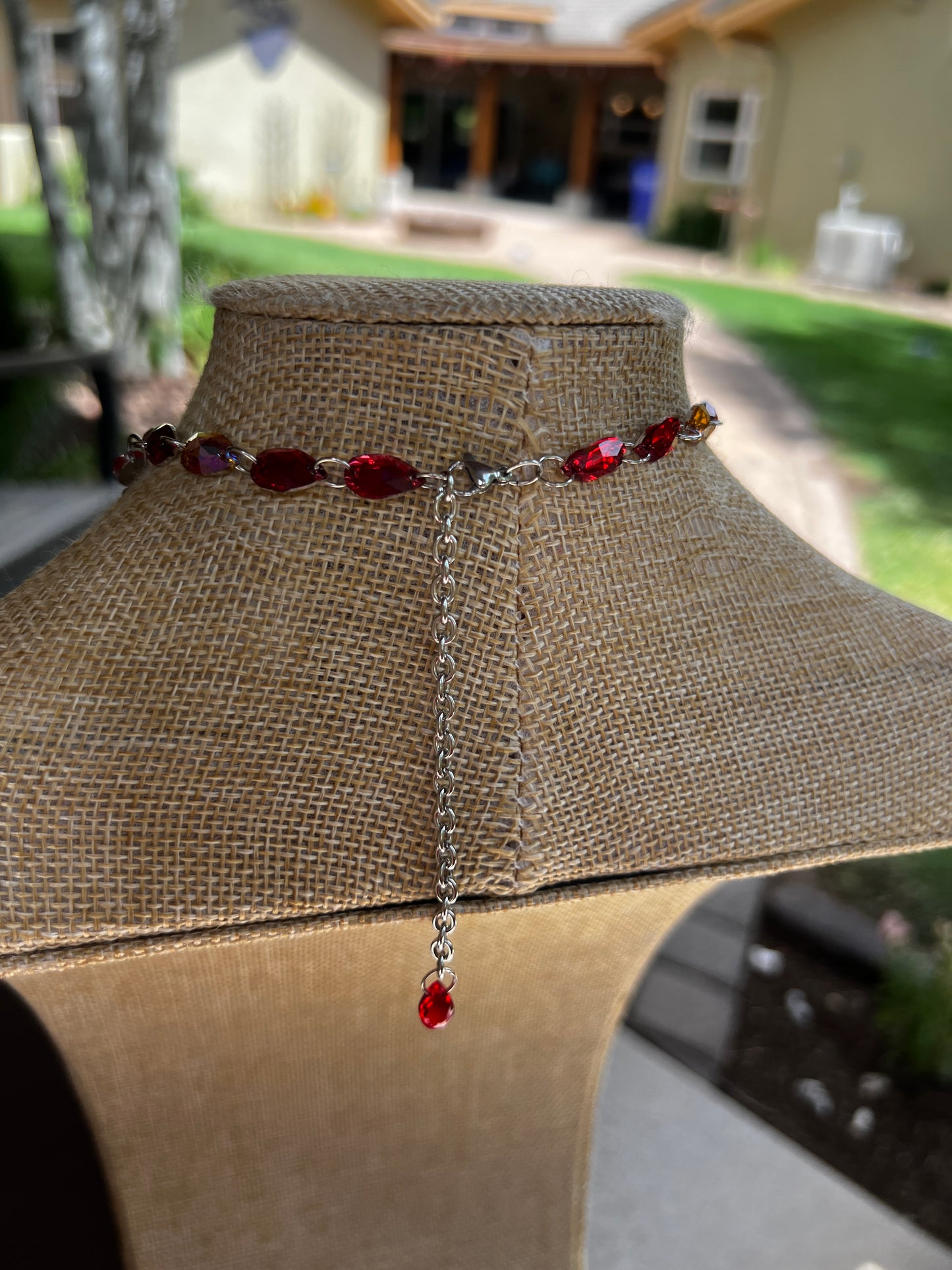Red Roses - Crystal Choker + Stud Set