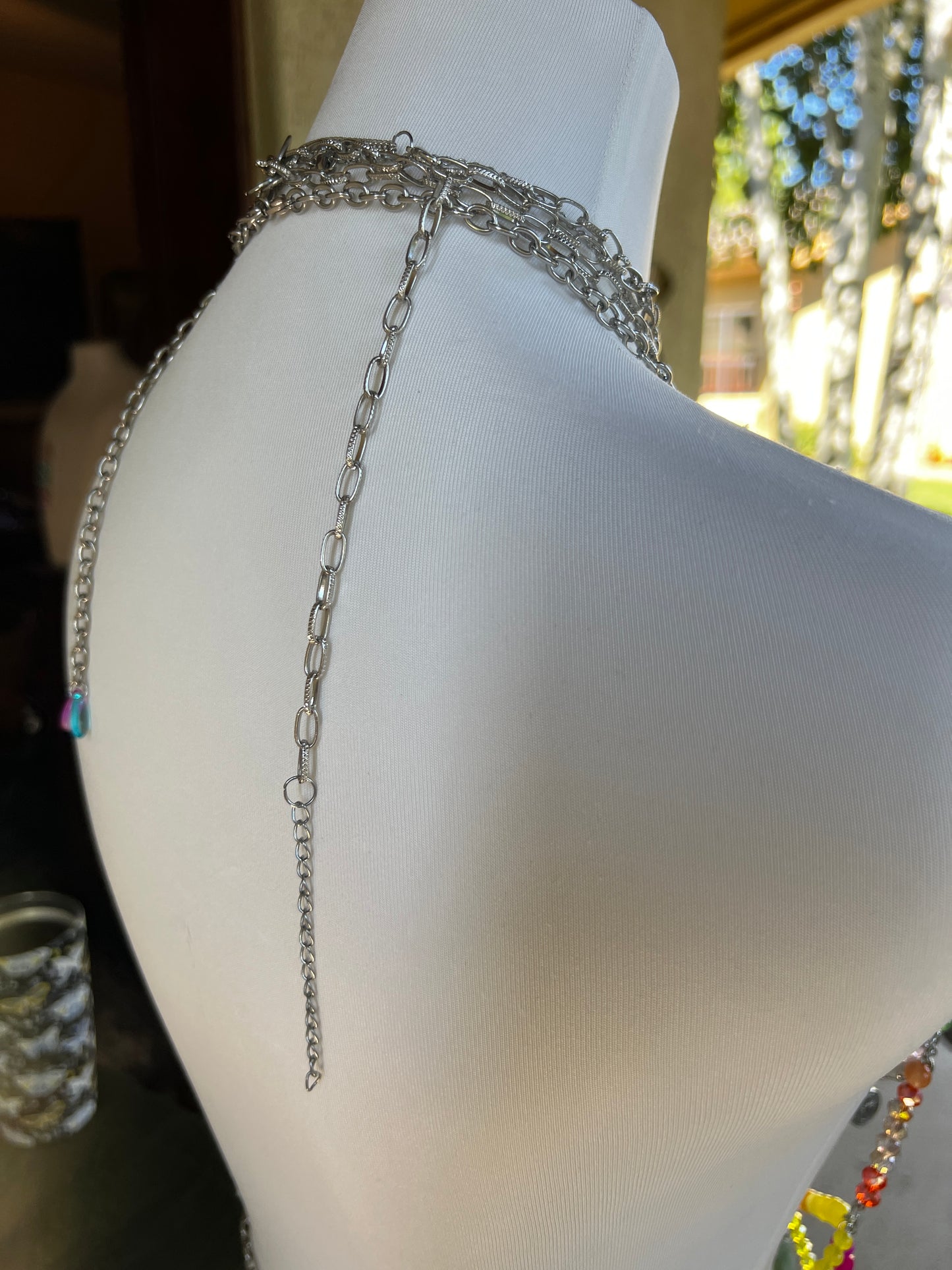 Prism Priestess Body Armor - Beaded Harness + Reclaimed Necklace Stack + Earrings