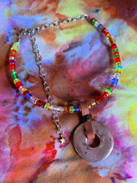 Rainbow Aura - Beaded Collar FULLY RECLAIMED